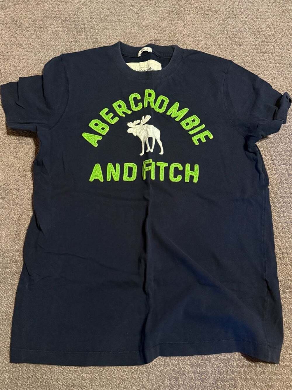 Vintage Abercrombie & Fitch Muscle Fit Logo T-Shirt Navy Green Size S